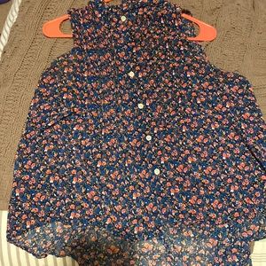 Button Up Floral Sleeveless Top